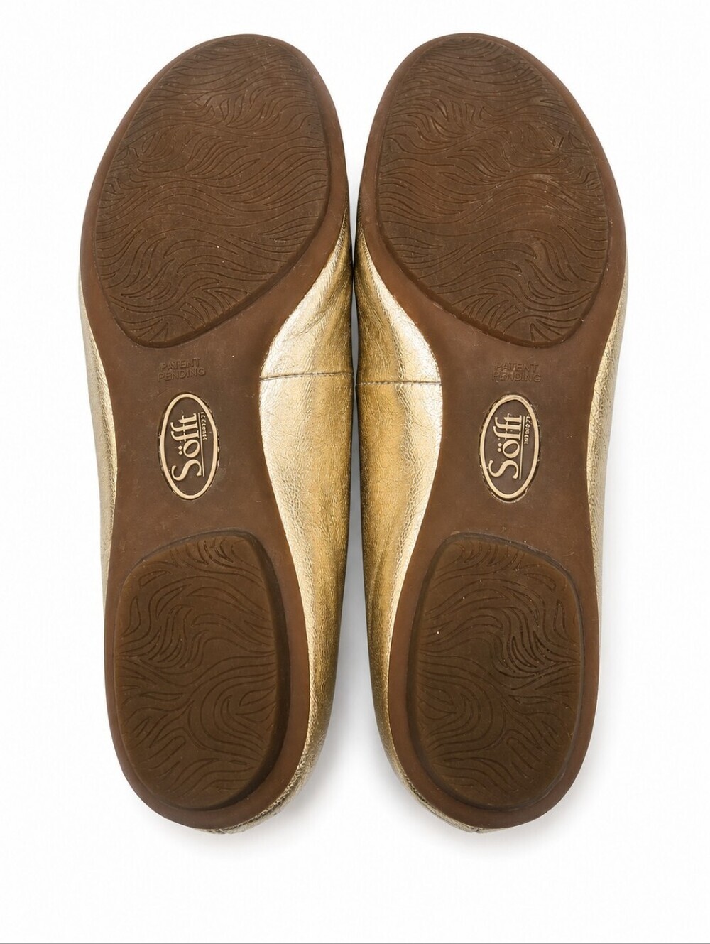 Söfft Gold Metallic Leather Ballet Flats Floral Appliqué Size 6M - Picture 5 of 6